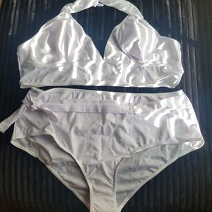 Chic White Halter Bikini Set
